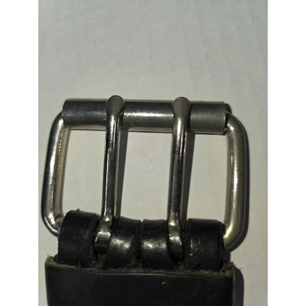 Utility Belt Mens 36 - 40 Black Leather Dual Hole Work Silver Buckle Craftsmen